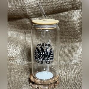 Glass Tumbler with Straw and Lid